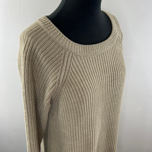 Soft Surrounding Beige Sweater Round Neck Long Sleeve Ribbed Pocket Sz M Medium - Picture 5 of 8